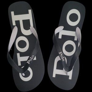 Polo Ralph lauren Flip Flops 10D Black New with box